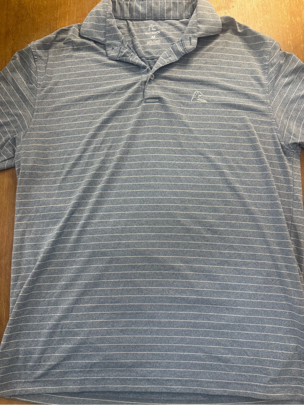 Rhoback Men's Heathered Blue Thin-Striped Polo